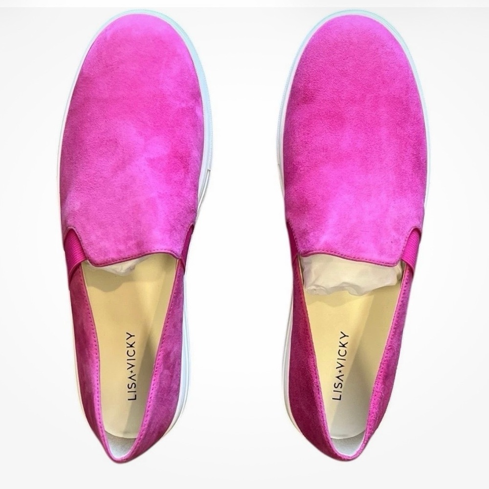 Lisa Vicky Raspberry Pink Suede Gift Platform Slip Om Sneakers 10